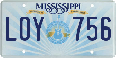 MS license plate LOY756