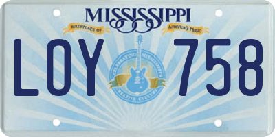 MS license plate LOY758