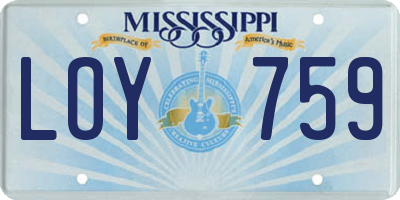 MS license plate LOY759