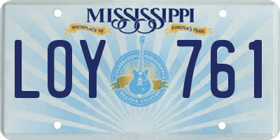 MS license plate LOY761