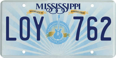 MS license plate LOY762