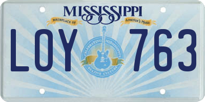 MS license plate LOY763
