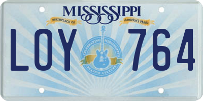 MS license plate LOY764