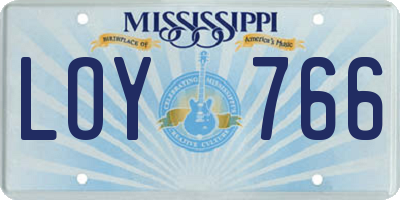 MS license plate LOY766