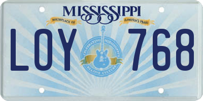 MS license plate LOY768