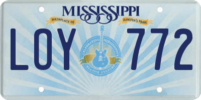 MS license plate LOY772