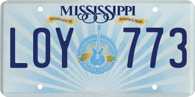MS license plate LOY773
