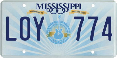 MS license plate LOY774