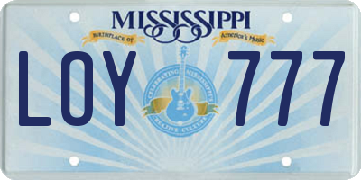 MS license plate LOY777