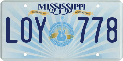MS license plate LOY778