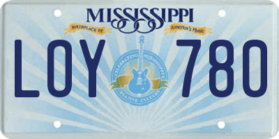 MS license plate LOY780
