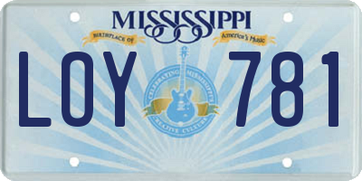 MS license plate LOY781