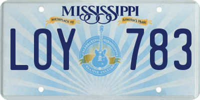 MS license plate LOY783