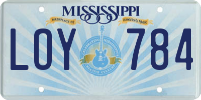 MS license plate LOY784