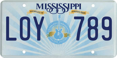 MS license plate LOY789
