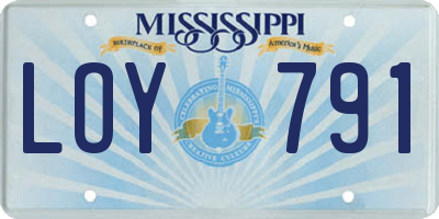 MS license plate LOY791