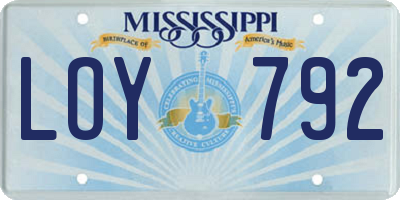 MS license plate LOY792