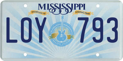 MS license plate LOY793