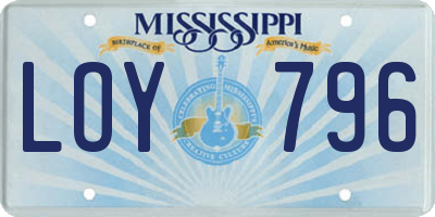 MS license plate LOY796