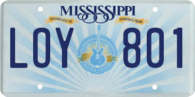 MS license plate LOY801