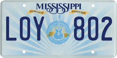 MS license plate LOY802