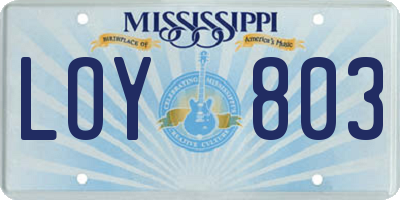 MS license plate LOY803