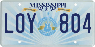 MS license plate LOY804