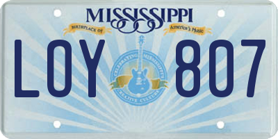 MS license plate LOY807