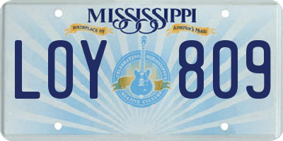MS license plate LOY809