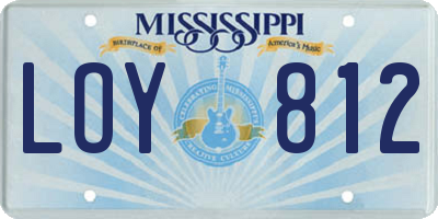 MS license plate LOY812