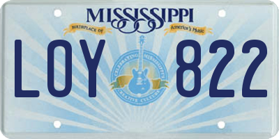 MS license plate LOY822