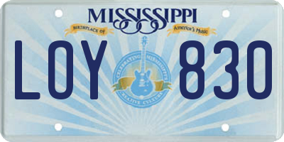 MS license plate LOY830