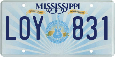 MS license plate LOY831