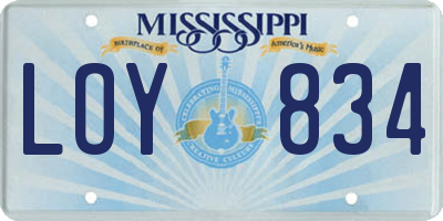 MS license plate LOY834
