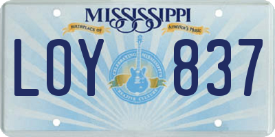 MS license plate LOY837