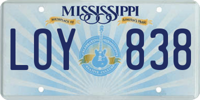 MS license plate LOY838