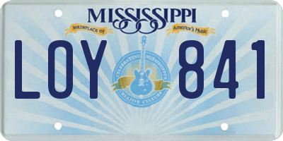 MS license plate LOY841