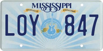 MS license plate LOY847
