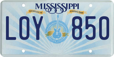 MS license plate LOY850