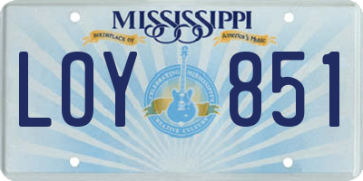 MS license plate LOY851