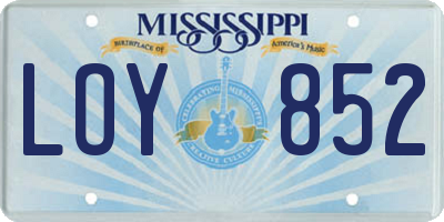 MS license plate LOY852