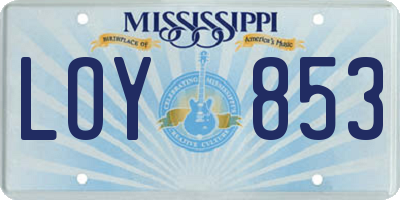 MS license plate LOY853