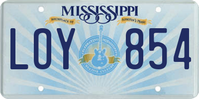 MS license plate LOY854