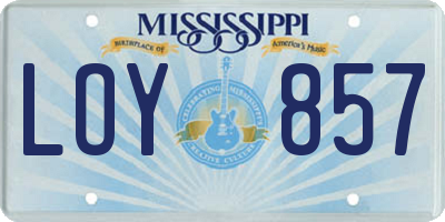 MS license plate LOY857