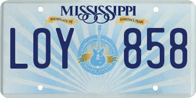 MS license plate LOY858