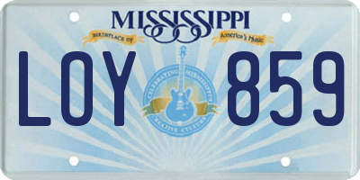 MS license plate LOY859