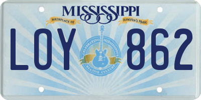 MS license plate LOY862