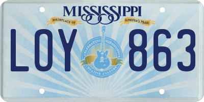 MS license plate LOY863