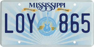 MS license plate LOY865