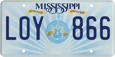 MS license plate LOY866
